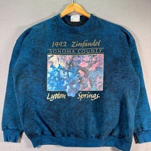 Vintage Sonoma County Lytton Springs Crewneck Sweatshirt Mens XL Blue Lee Fleece